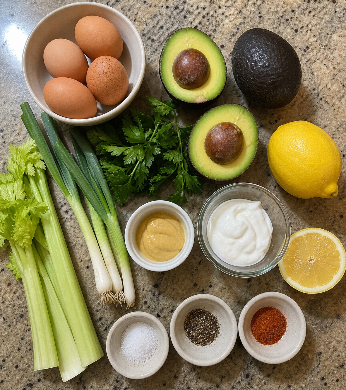 Zesty Avocado Egg Salad with Lemon, Herbs, and Crunch ingredients detail photo